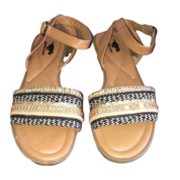 ROCKET DOG Sandals Women's Size 9.5 Brown Boho Shoes Textured Fabric Sequence - Picture 1 of 11